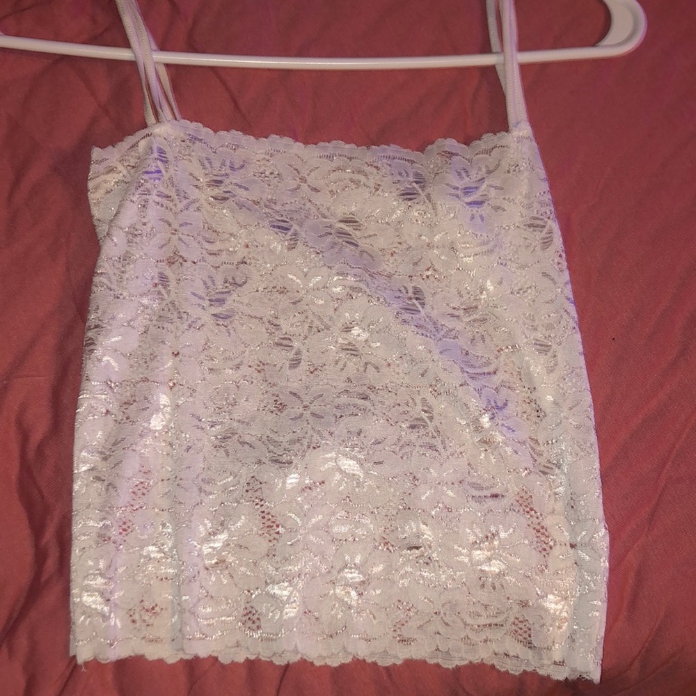 Handmade white lace flower designed tube top double strapped in good condition